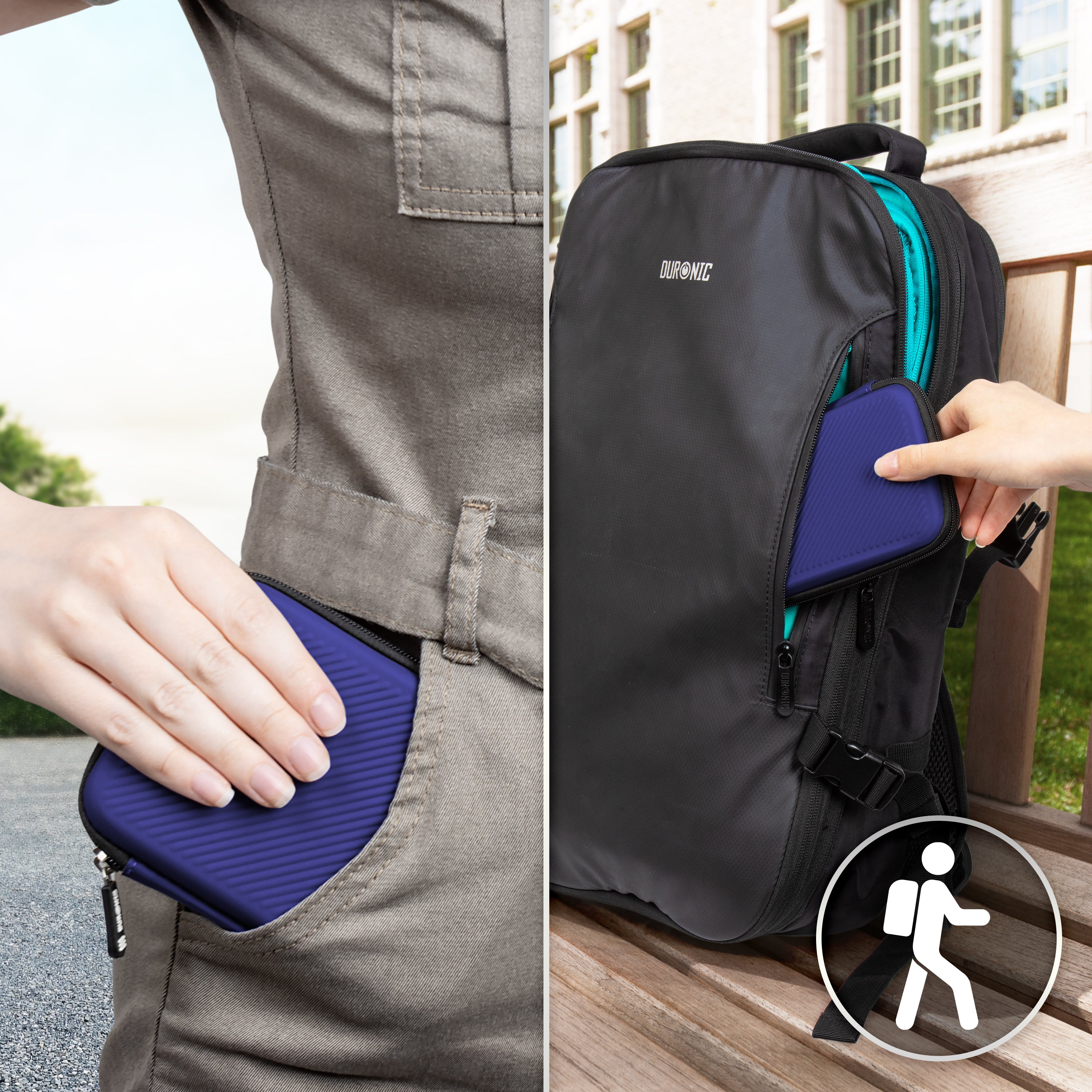 Duronic HDC2 VT Etui na dysk twardy fioletowe przenośne etui do przechowywania EVA na zewnętrzny dysk twardy i kable