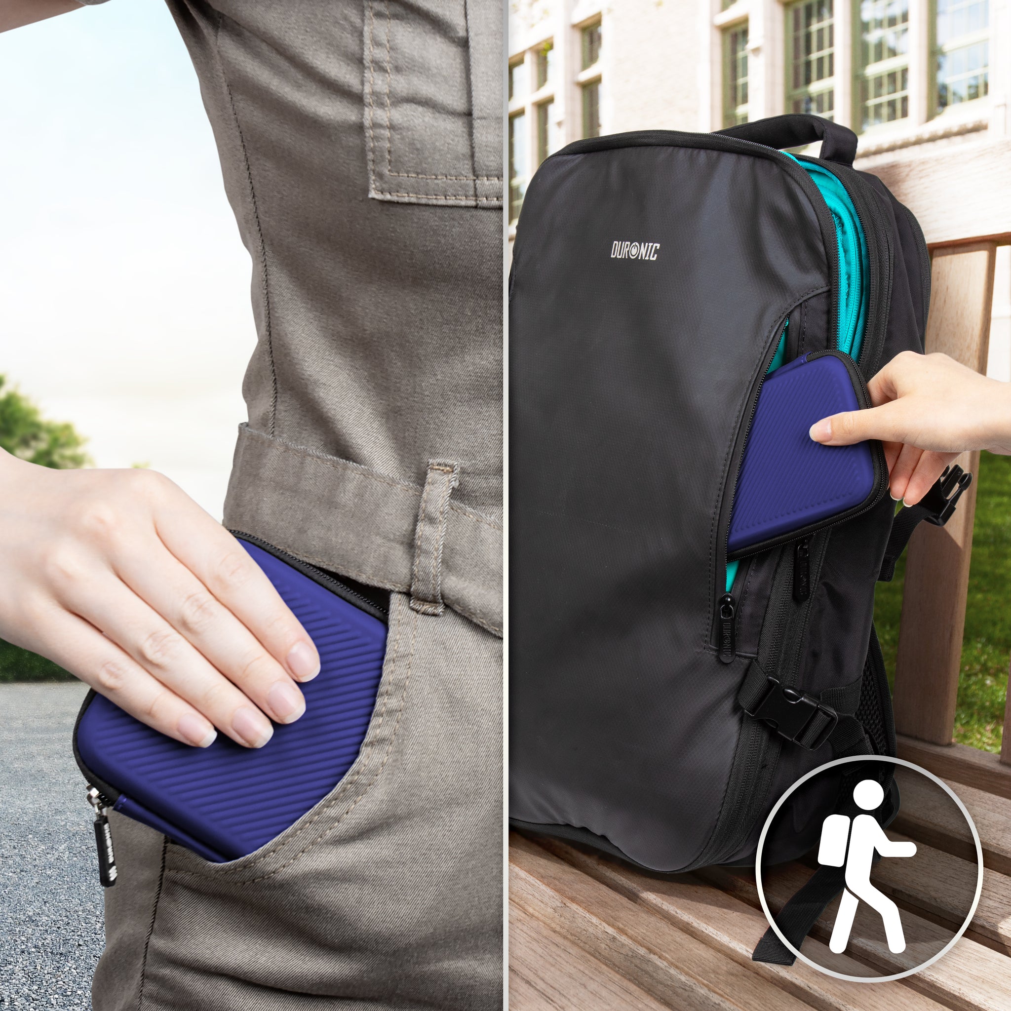 Duronic HDC2 VT Etui na dysk twardy fioletowe przenośne etui do przechowywania EVA na zewnętrzny dysk twardy i kable