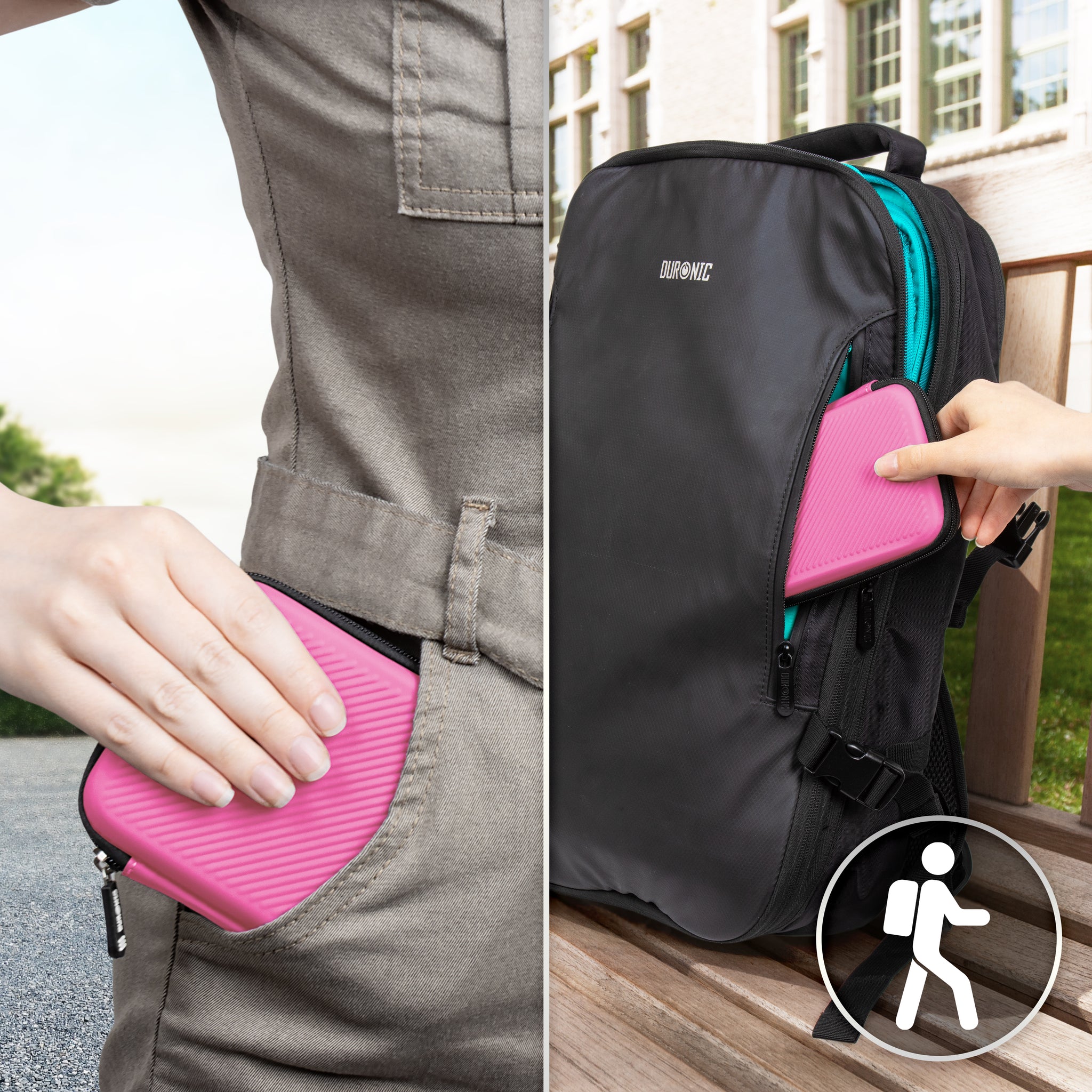 Duronic HDC2 PK Etui na dysk twardy różowe przenośne etui do przechowywania EVA na zewnętrzny dysk twardy i kable