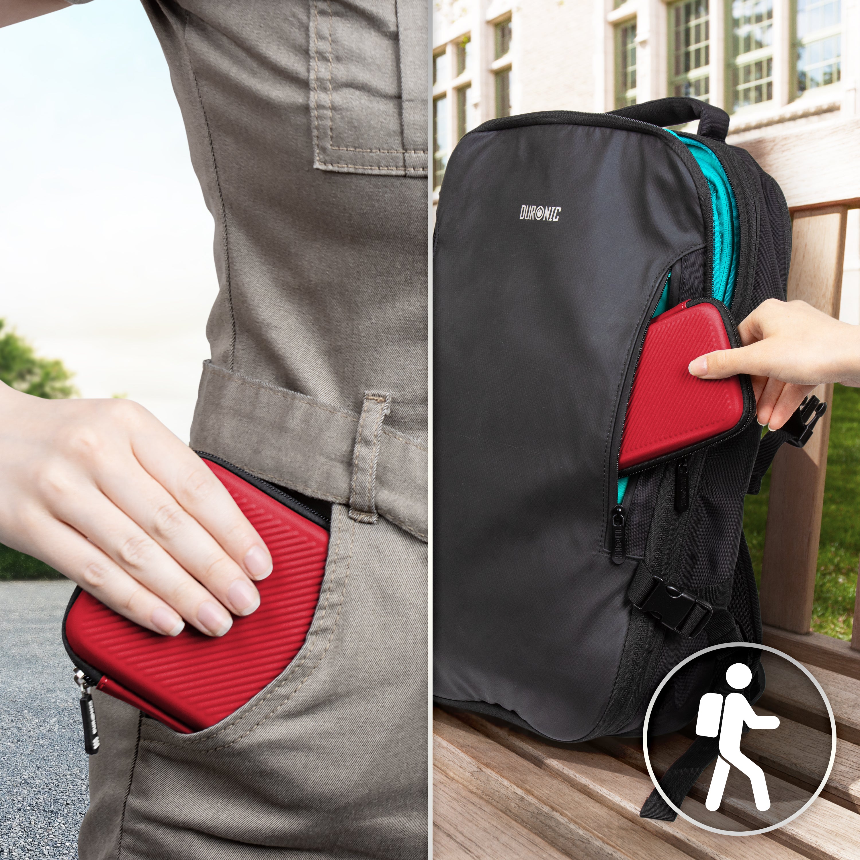 Duronic HDC2 RD Etui na dysk twardy czerwone przenośne etui do przechowywania EVA na zewnętrzny dysk twardy i kable