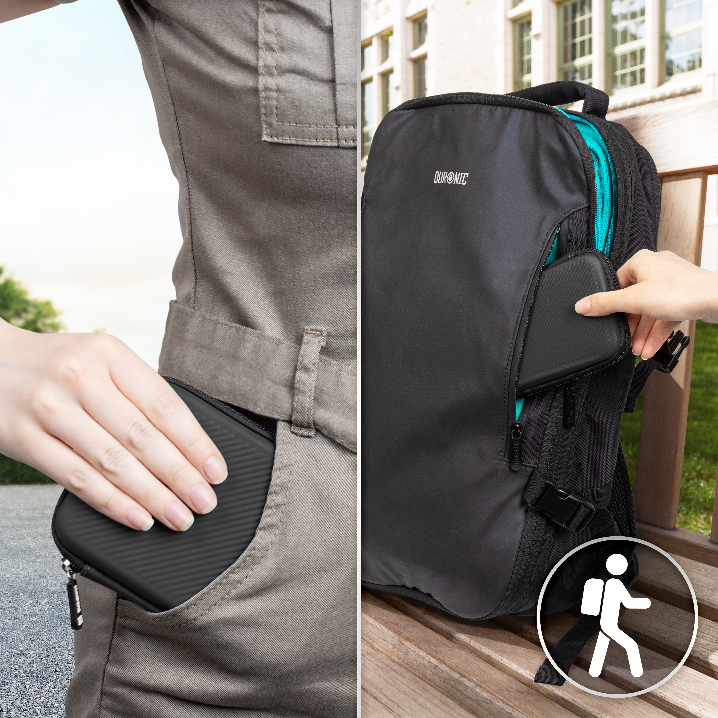 Duronic HDC2 BK Etui na dysk twardy czarne przenośne etui do przechowywania EVA na zewnętrzny dysk twardy i kable