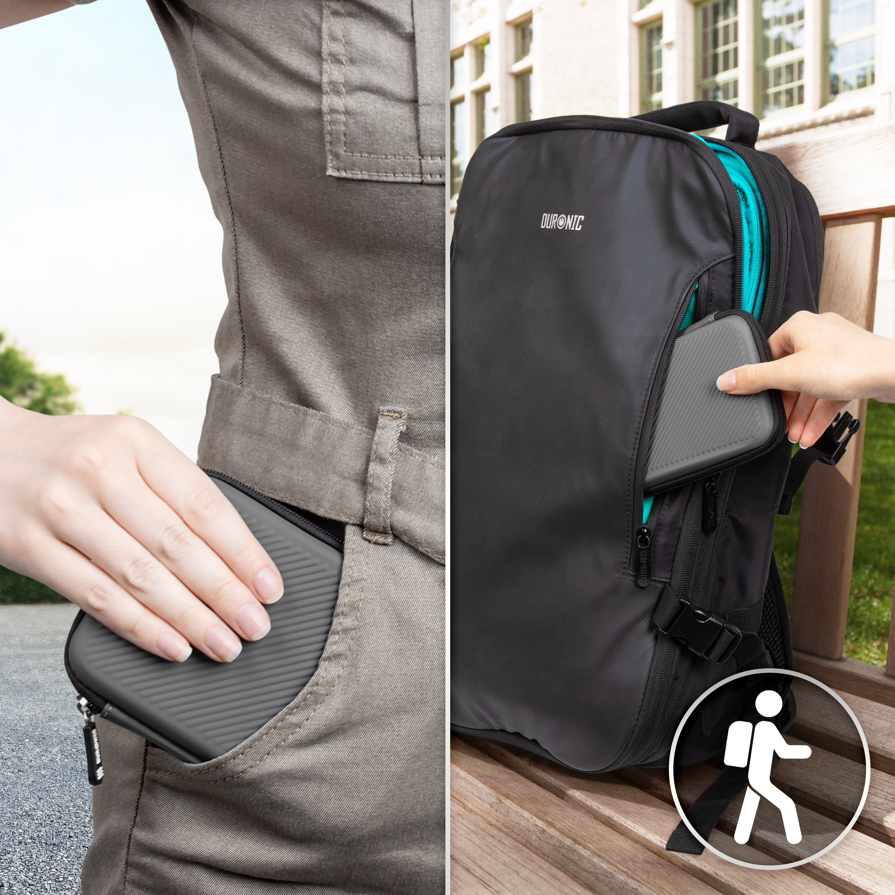 Duronic HDC2 GY Etui na dysk twardy szare przenośne etui do przechowywania EVA na zewnętrzny dysk twardy i kable