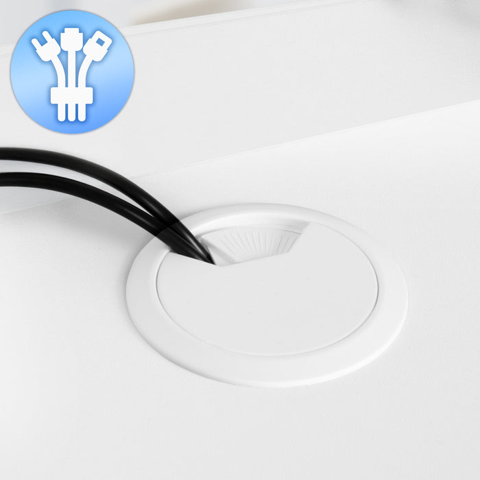 Duronic DD1 WE Blat biurka z nadstawką szufladami kolor: biały | kompatybilny ze stelażami TM51 i TM61 regulacja wysokości | 120 x 60 cm | ergonomiczne biurko do biura sekretariatu