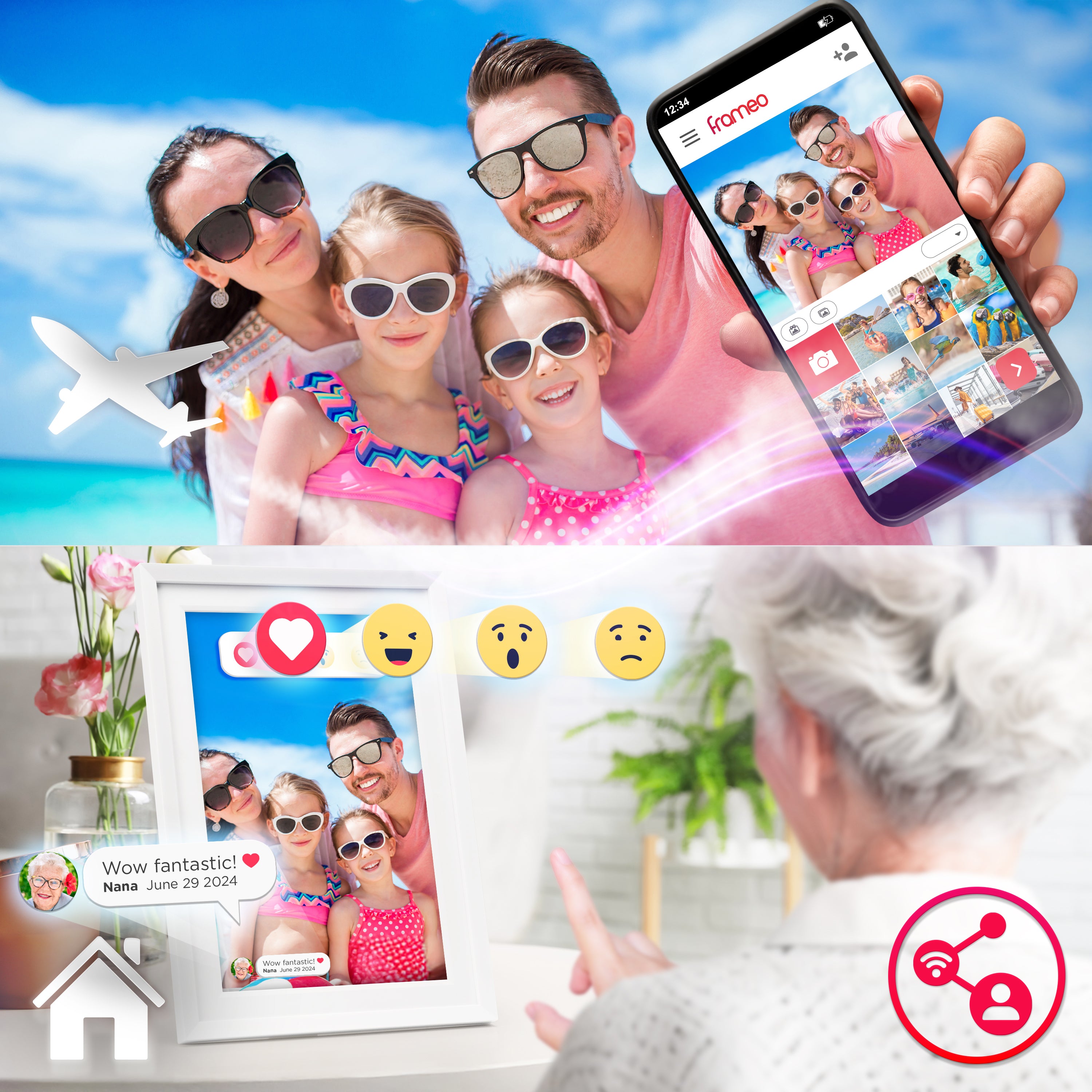 Duronic Frameo PF2A WE Ramka cyfrowa na zdjęcia i filmy Wi-Fi rotacyjna elektroniczna ramka na zdjęcia wysoka rozdzielczość 1280 x 800 Ekran dotykowy 10,1 cala slot Micro-SD