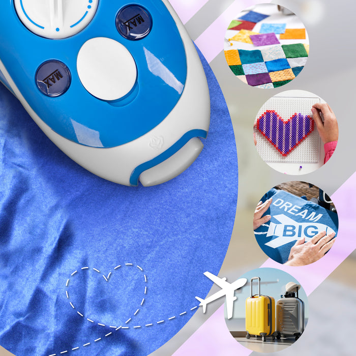 Duronic SI2 BE Żelazko podróżne 375W niebieskie | Pokrowiec i pojemnikna wodę 50ml | funkcja pary | turystyczne mini żelazko na wyjazdy | nieprzywierająca stopka | dla rawo - i leworęcznych