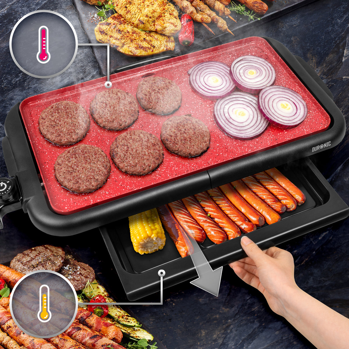 Duronic GP25 Grill elektryczny teppanyaki 2000W płyta ceramiczno-tytanowa