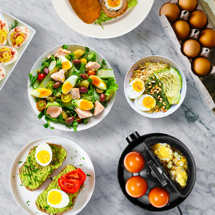 Duronic EB50 BK Jajowar na 1 do 7 jajek, 400 W, 3 tryby gotowania: na twardo, na miękko i na miękko; automatyczne zatrzymanie; gotuje omlety, warzywa