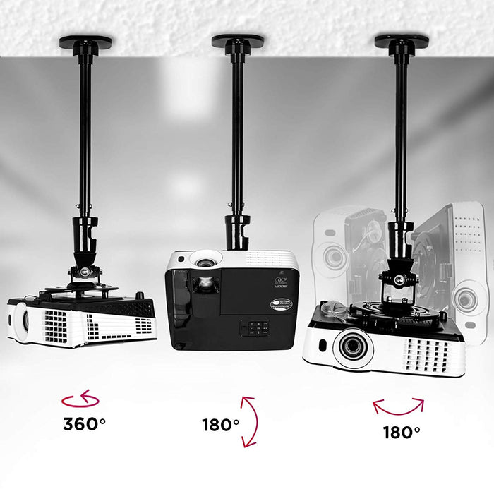 Duronic PB02XL Uchwyt projektora sufitowy ścienny | wieszak | ramię do projektora rzutnika | waga do 10kg | regulowana wysokość | czarny | idealny na konferencję, kino domowe, prezentacje