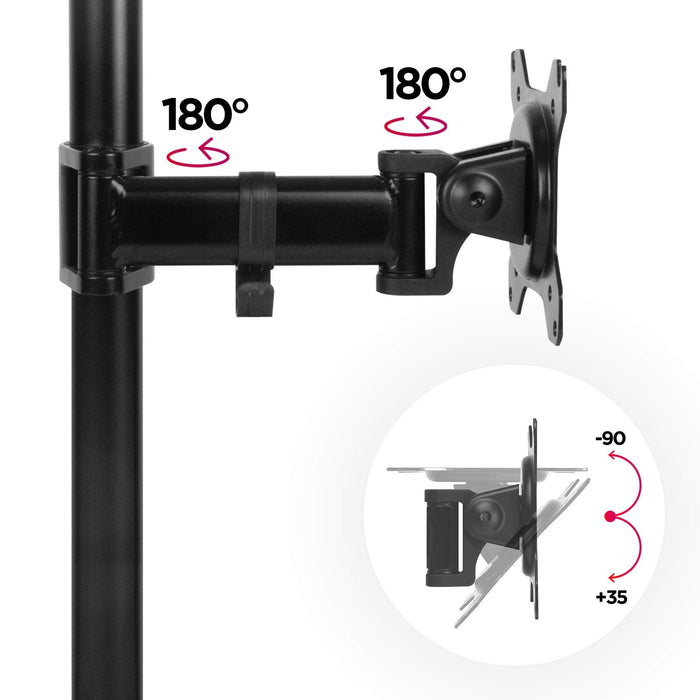 Duronic DM251X2 Uchwyt biurkowy do monitora ekranu | VESA 75 lub 100 |wieszak | ramię| maks. 8 kg |stojak | regulacja monitora