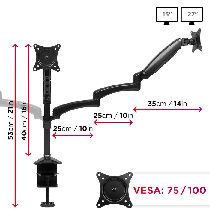 Duronic DM553 Uchwyt do trzech monitorów 3 ekrany VESA 75 lub 100 wieszak aluminium maks 5 kg 3 monitory stojak regulacja monitora