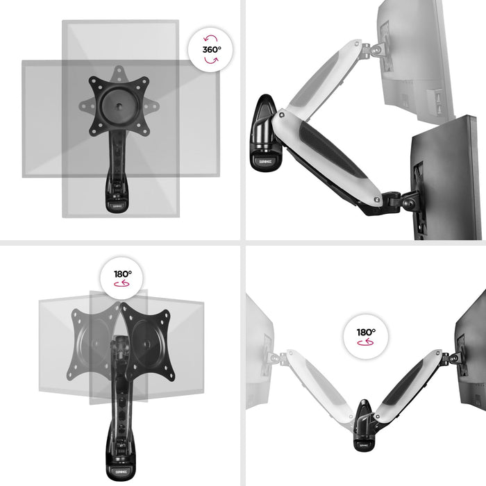 Duronic DM65W1X1 Ścienny uchwyt do monitora ściana | VESA 75 lub VESA 100 | wieszak | ramię | stojak | regulacja monitora | do uchwytów | aluminium