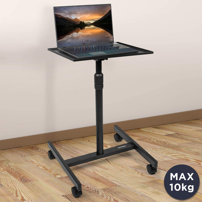 Duronic WPS20 Stojak na laptopa rzutnik lub projektor | mobilne biurko do 10 kg | regulacja wysokości - praca stój siedź home office | regulacja kąta nachylenia | kółka z blokadą | podium do mównicy