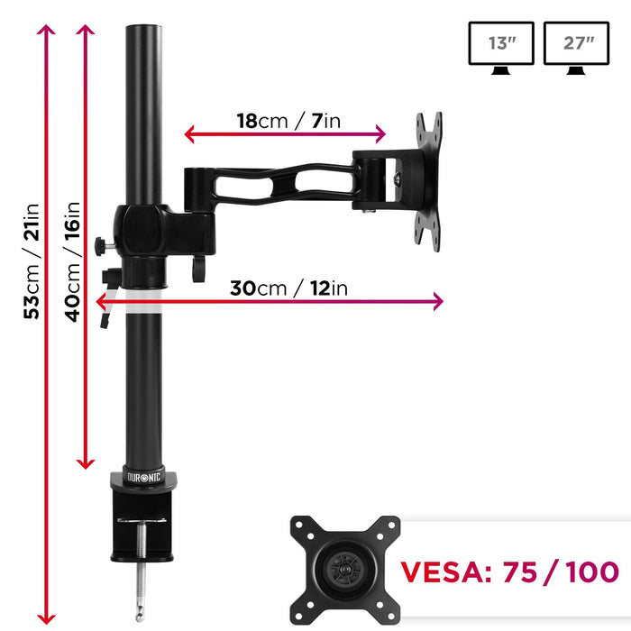 Duronic DM351X2 Uchwyt biurkowy do monitora ekranu VESA 75 lub 100 maks. 8 kg regulacja monitora możliwość rozbudowy uchwytu