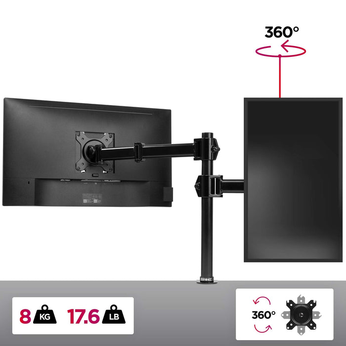 Duronic DM251X3 BK Uchwyt biurkowy do monitora ekranu | VESA 75 lub 100 |wieszak ramię| maks. 8 kg |stojak| regulacja monitora