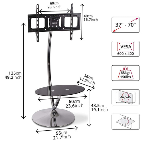 Duronic TVS3F1 Stojak na telewizor statyw TV stand | stojak do telewizora 37 - 70 cali , uchwyt na telewizor