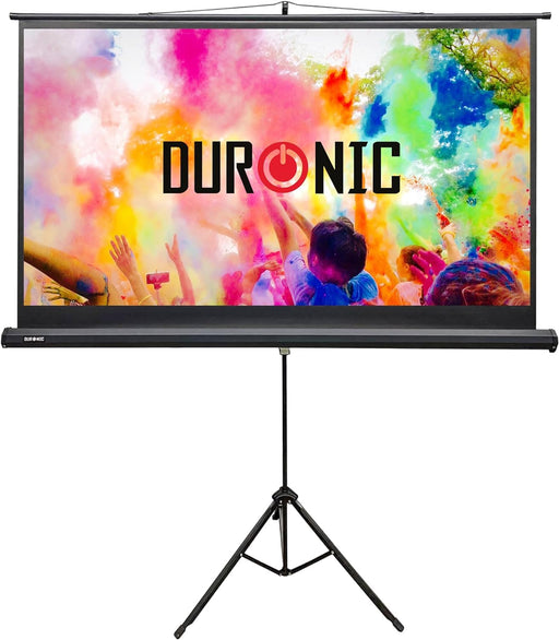 Duronic TPS75 16:9 Ekran projekcyjny 75 cali 166 x 93 cm ze statywem | do sali konferencyjnej i letnie kino domowe | współczynnik odbicia +1G technologia Matt White | ekran do rzutnika wolnostojący