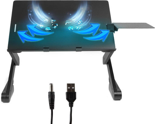 Duronic DML141 Podstawka pod laptopa chłodząca podstawka do laptopa do łóżka wentylator na USB składa z regulacją wysokości pod laptopa i myszkę 17"