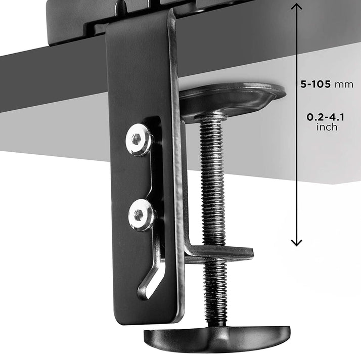 Duronic DMDC52 Uchwyt do dwóch monitorów regulacja ekran do 6.5 kg,  sprzężyna gazowa VESA 100, 75 do 6,5 kg na jedno ramię przekątna 13 - 24 cale