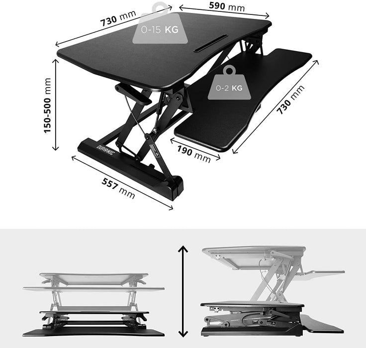 Duronic DM05D3 Nakładka regulująca wysokość biurka do pracy na stojąco i siedząco podnośnik stacja robocza