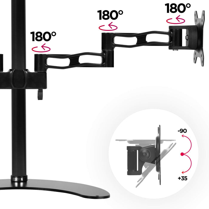 Duronic DM35D2 Uchwyt biurkowy do dowóch monitorów | VESA 75 VESA 100 | harmonijkowy | wieszak ramię | maks. 8 kg | na 2 monitory | stojak | regulacja monitora | czarny