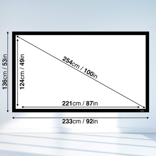 Duronic FFPS100 16:9 Ekran projekcyjny ramowy 100" cal proporcje 16:9, jakość HD, praktyczny naciąg