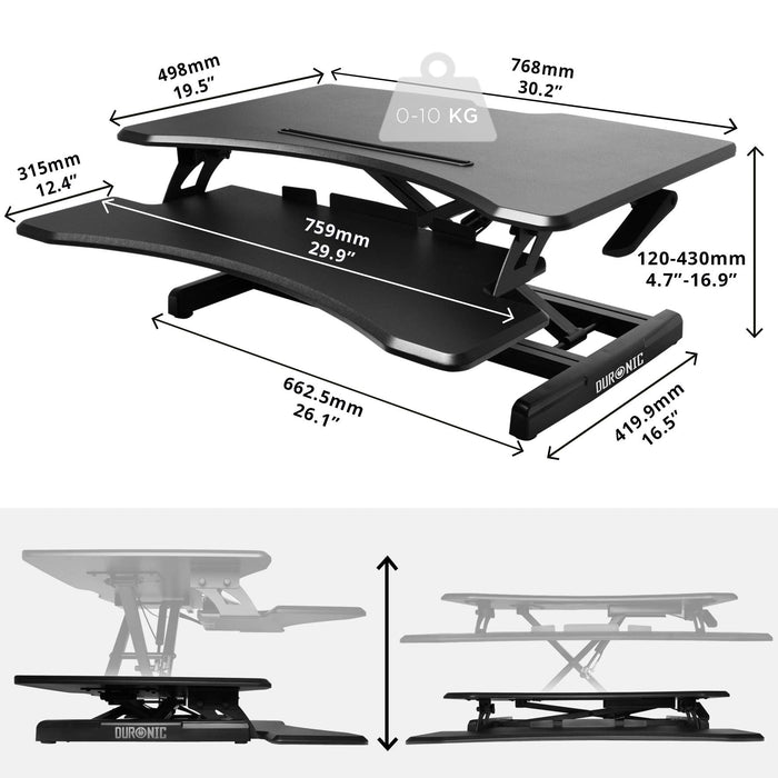 Duronic DM05D16 Nakładka biurko stojąco - siedzące  | regulacja wysokości | biurko do pracy stojącej