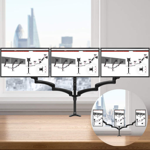 Duronic DM553 Uchwyt do trzech monitorów 3 ekrany VESA 75 lub 100 wieszak aluminium maks 5 kg 3 monitory stojak regulacja monitora