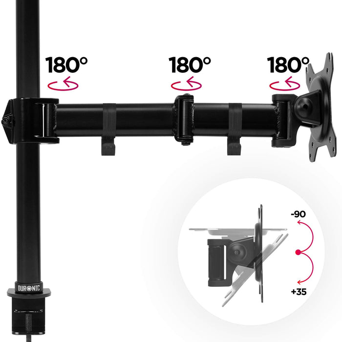 Duronic DM251X3 BK Uchwyt biurkowy do monitora ekranu | VESA 75 lub 100 |wieszak ramię| maks. 8 kg |stojak| regulacja monitora