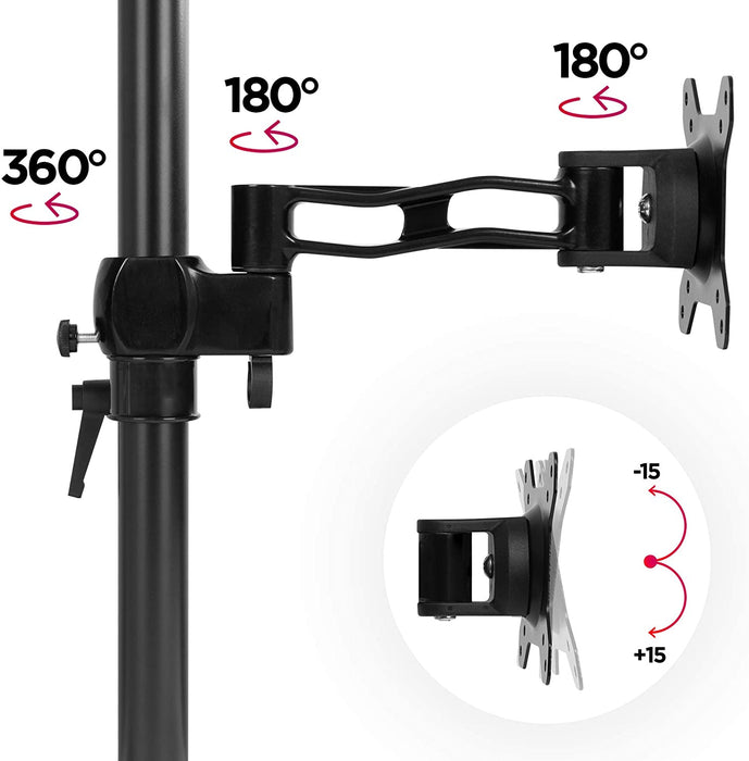 Duronic DM35V2X2 Uchwyt dwa monitory pionowo 2 x 8 VESA 75 lub 100 do 8 kg na ramię monitory 13-27 cali czarny