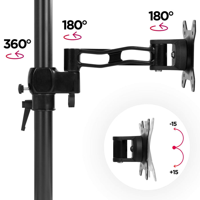 Duronic DM351X2 Uchwyt biurkowy do monitora ekranu VESA 75 lub 100 maks. 8 kg regulacja monitora możliwość rozbudowy uchwytu