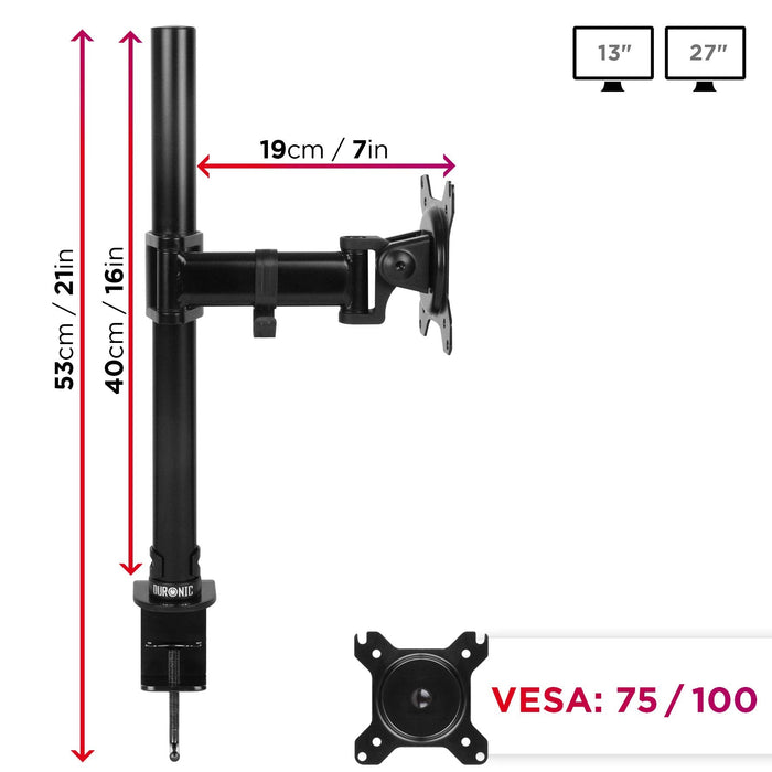 Duronic DM251X2 Uchwyt biurkowy do monitora ekranu | VESA 75 lub 100 |wieszak | ramię| maks. 8 kg |stojak | regulacja monitora