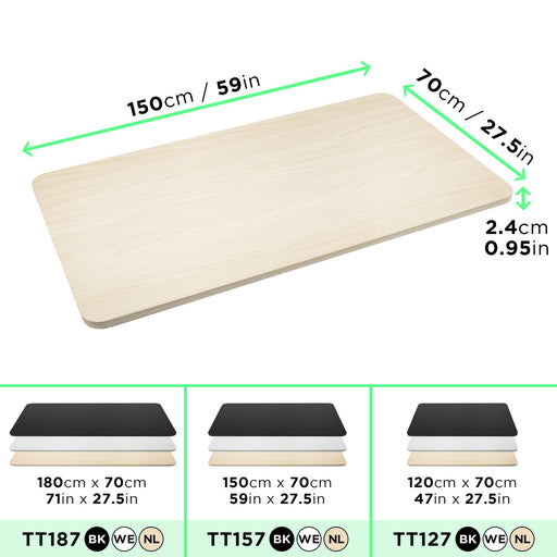 Duronic TT157 NL Blat biurka z regulacją wysokości MDF obciażenie do 100 kg kolor naturalnego drewna