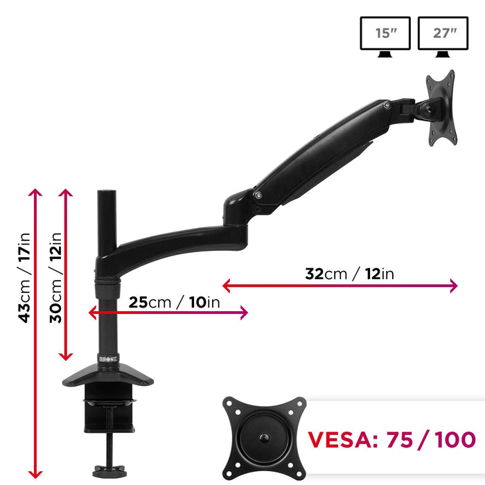 Duronic DM551X2 Uchwyt biurkowy do monitora ekranu VESA 75 lub VESA 100 aluminium maksymalnie 7,8 kg regulacja monitora czarny