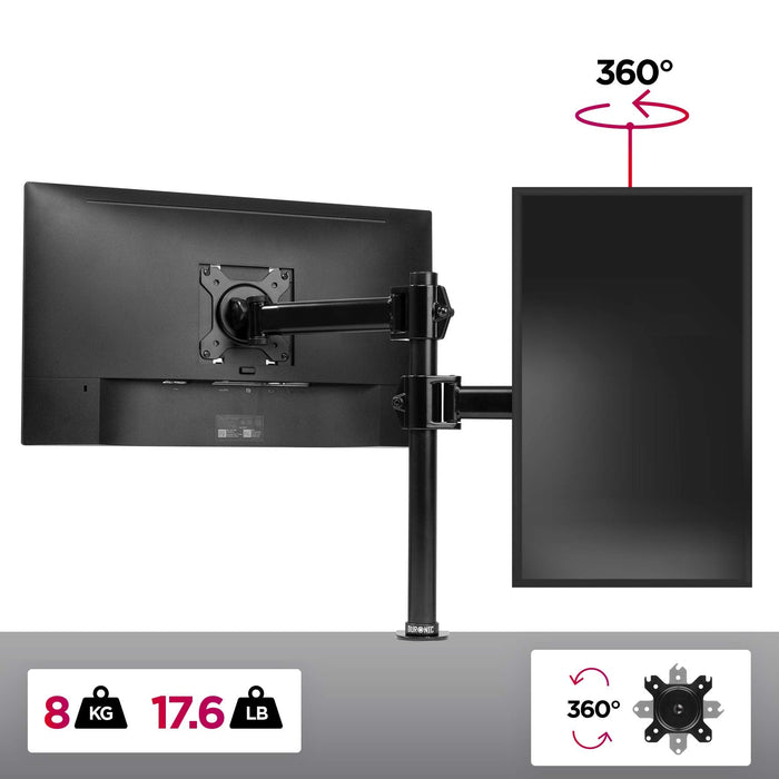 Duronic DM251X2 Uchwyt biurkowy do monitora ekranu | VESA 75 lub 100 |wieszak | ramię| maks. 8 kg |stojak | regulacja monitora