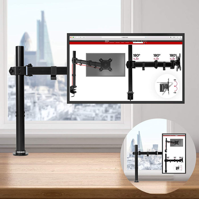 Duronic DM151X3 Uchwyt do jednego monitora do 8 kg | VESA 75 lub 100  wieszak do ekranu, regulacja monitora, 13- 27 cali