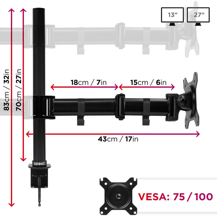 Duronic DM254 Uchwyt czterech monitorów 4 ekrany  | VESA 75 lub VESA 100 | wieszak | ramię |  maks. 8 kg  | na 4 monitory | stojak | regulacja monitora, ekranu