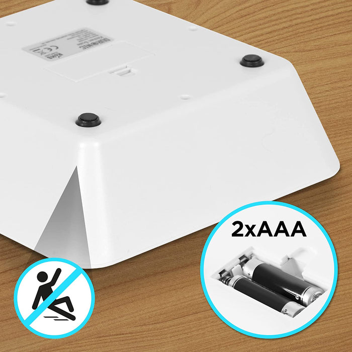 Duronic KS100 WH Elektroniczna waga kuchenna do 5kg biała cyfrowy wyświetlacz waga z ukrytą misą…