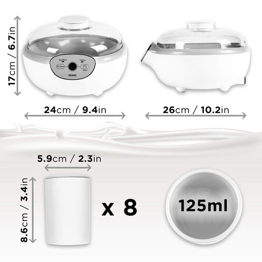 Duronic YM2 Jogurtownica automat do jogurtów 20W 1l  cyfrowy wyświetlacz domowy jogurt | wegański  jogurt