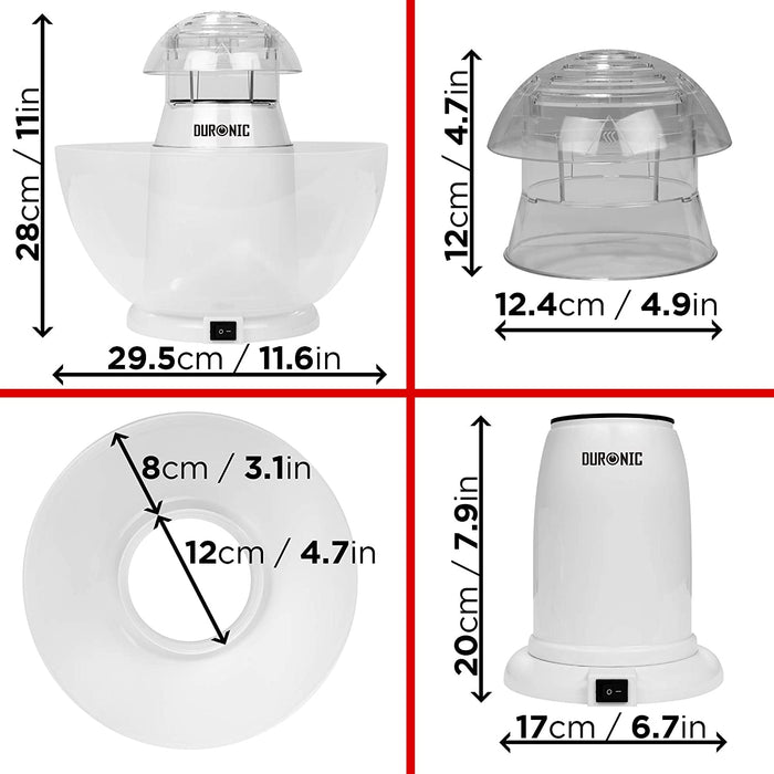 Duronic POP50 WE maszyna do popcornu automat 1200 W, do prażenia ziaren kukurydzy, wyjmowana misa, bez oleju