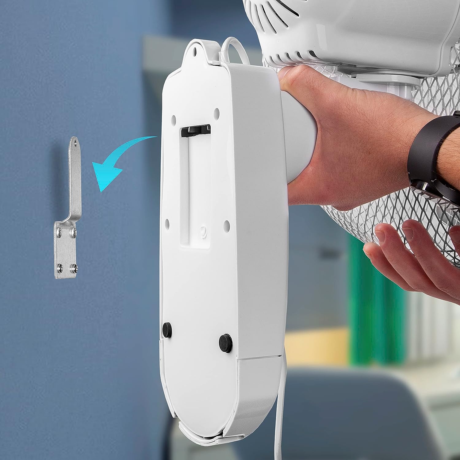 Duronic FN55 WE Wentylator ścienny z pilotem 60W biały głowica o średnicy 45 cm | programator czasowy do 7,5 godz. | Łatwy montaż i demontaż | 3 poziomy prędkości i oscylacja | regulacja kąta głowicy