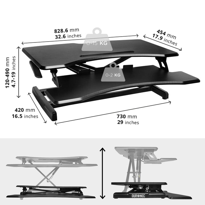 Duronic DM05D17 Podnośnik praca siedząca i stojąca  | regulacja wysokości | biurko do pracy stojącej