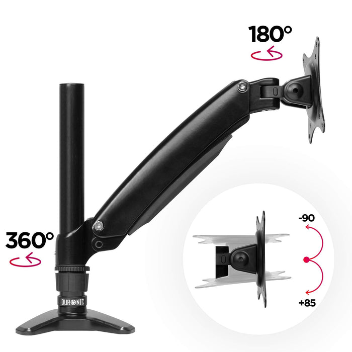 Duronic DM551X1 Uchwyt biurkowy do monitora ekranu VESA 75 lub 100 aluminium maksymalnie 7,8 kg stojak na 1 monitor regulacja monitora