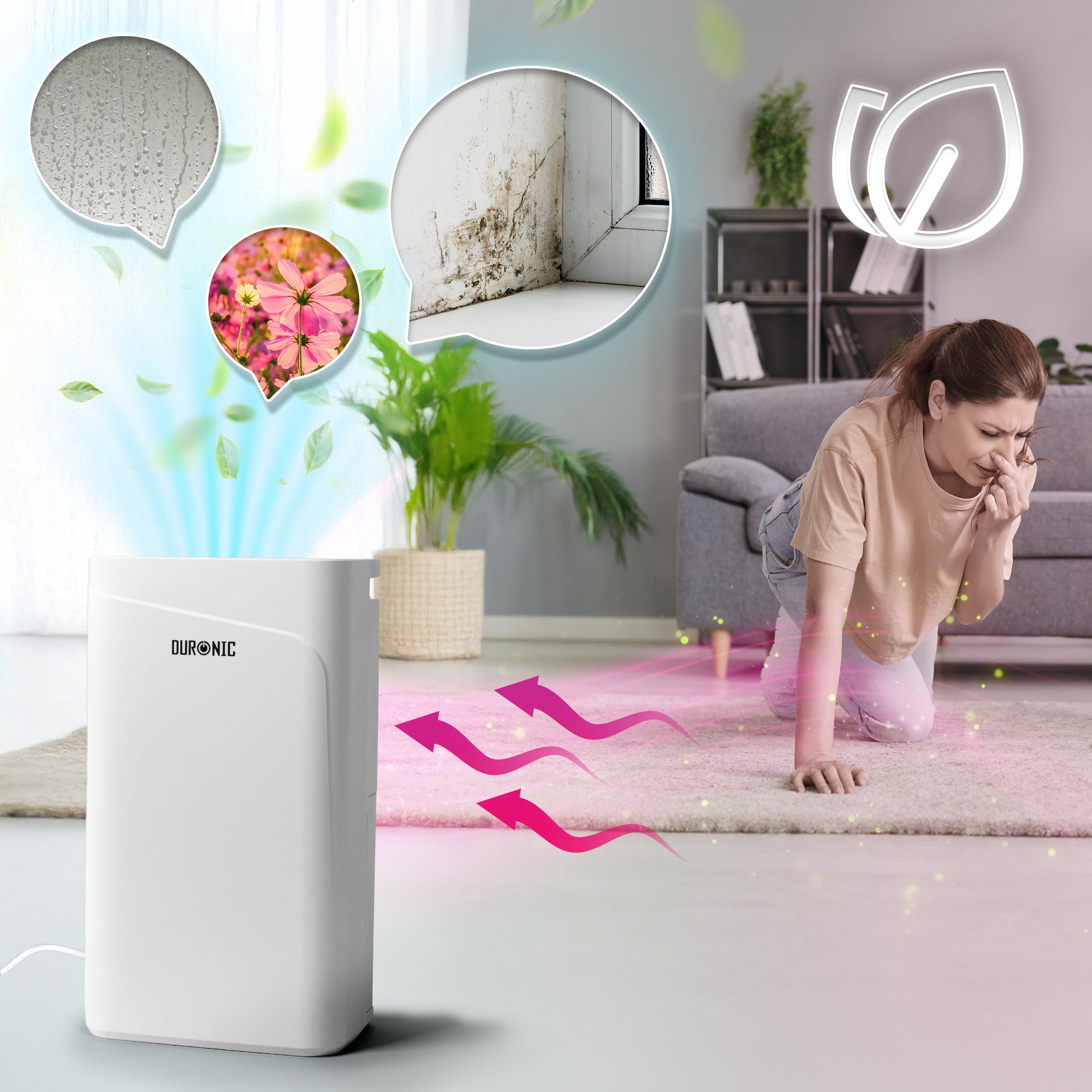 Duronic DH121 Osuszacz powietrza o mocy 300 W, do 12 litrów wody dziennie, zbiornik na wodę o pojemności 2,1l. Pochłaniacz wilgoci zwalcza nadmierną wilgotność i zapobiega rozwojowi pleśni. Timer