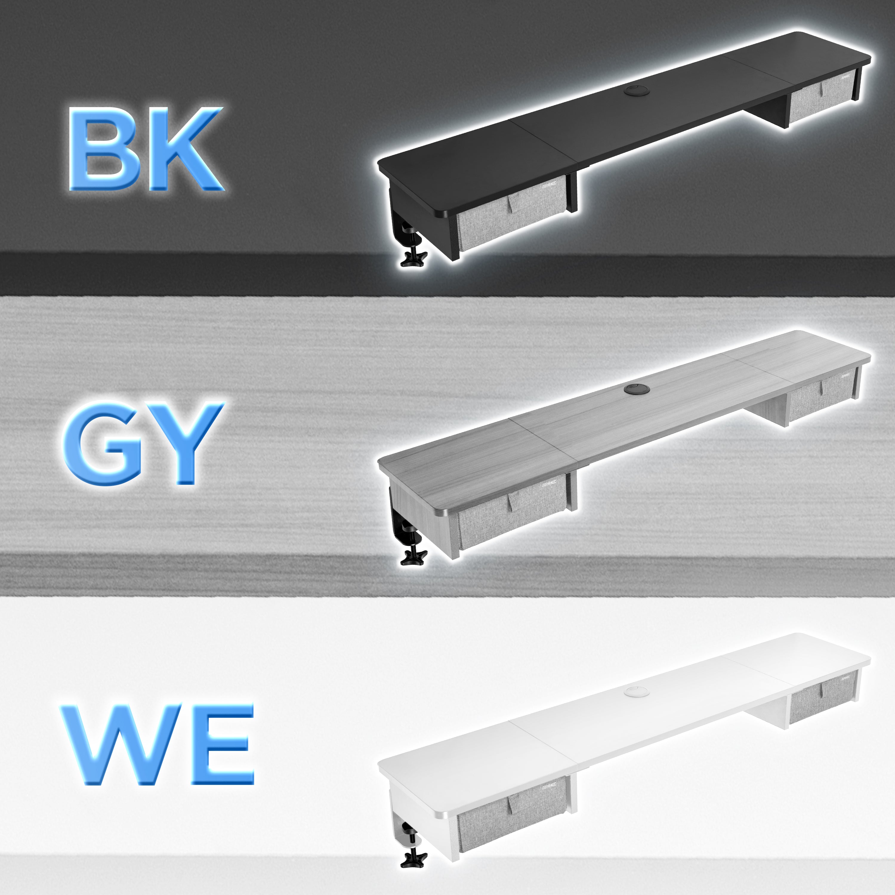 Duronic DD2 WE Nadstawka z szufladami na biurko kolor: biały 120 x 25 x 11,5 cm | uniwersalna montaż bez wiercenia organizer do biurka