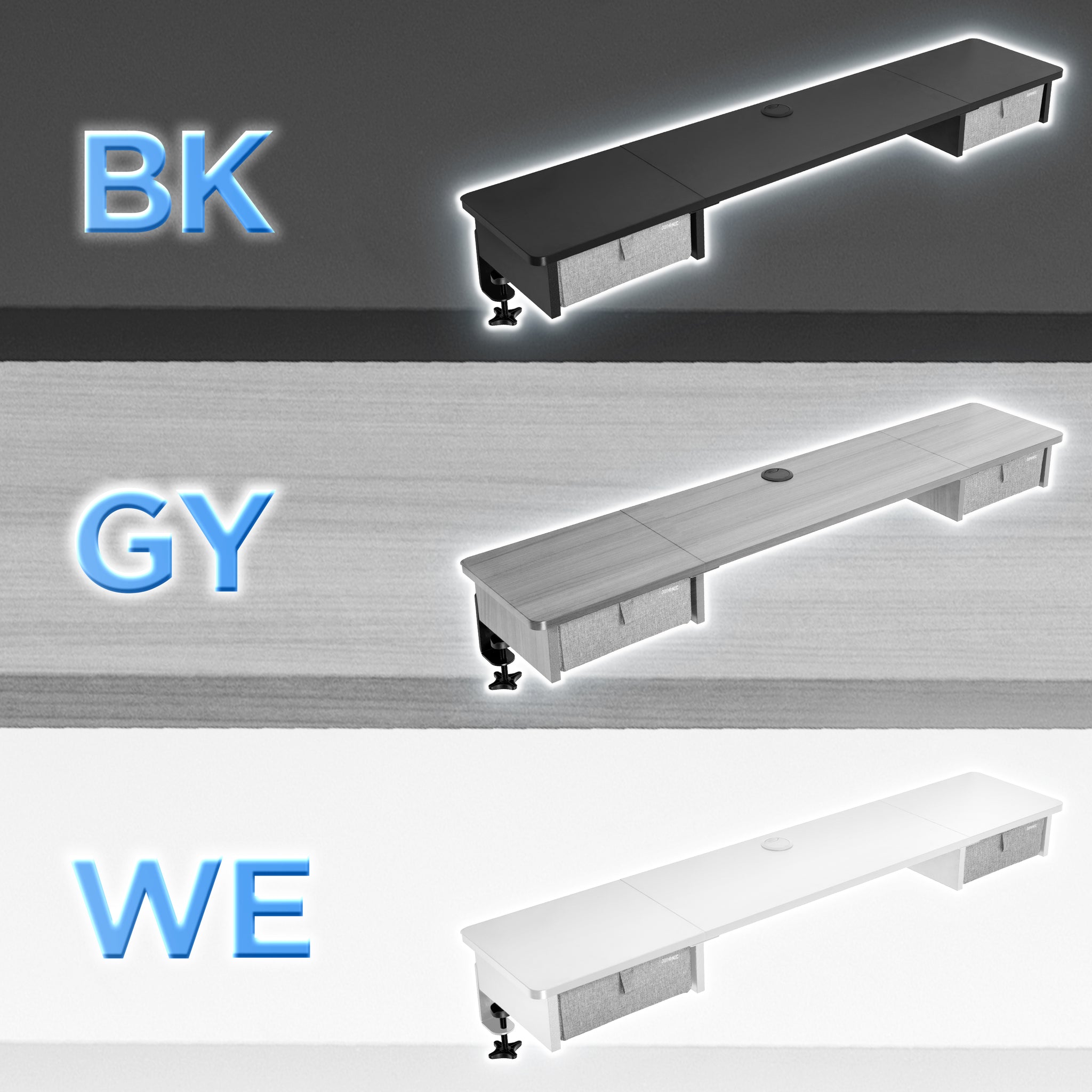 Duronic DD2 WE Nadstawka z szufladami na biurko kolor: biały 120 x 25 x 11,5 cm | uniwersalna montaż bez wiercenia organizer do biurka