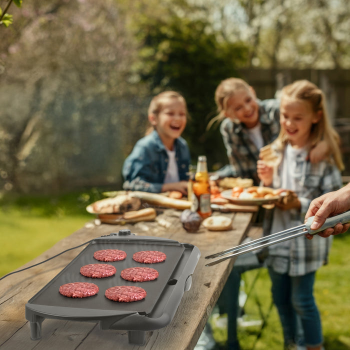 Duronic GP20 Patelnia grillowa elektryczny grill  | nieprzywierająca z termostatem i wyjmowaną tacką na tłuszcz - beztłuszczowe gotowanie idealne na wieczory z rodziną i przyjaciółmi