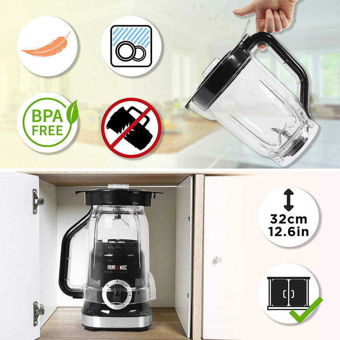 Duronic BL5 BK Blender kielichowy do smoothie 1.8l kielich ostrza Ninja funkcja kruszenia lodu