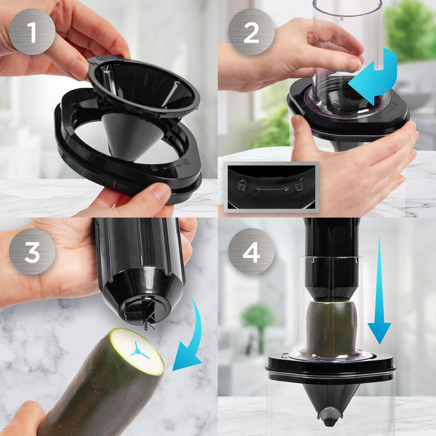 Duronic HBS35 Akcesoria do blendera ręcznego HB35B lub HB35C spiralizer do warzyw z trzema ostrzami | makaron z warzyw, efektowne surówki
