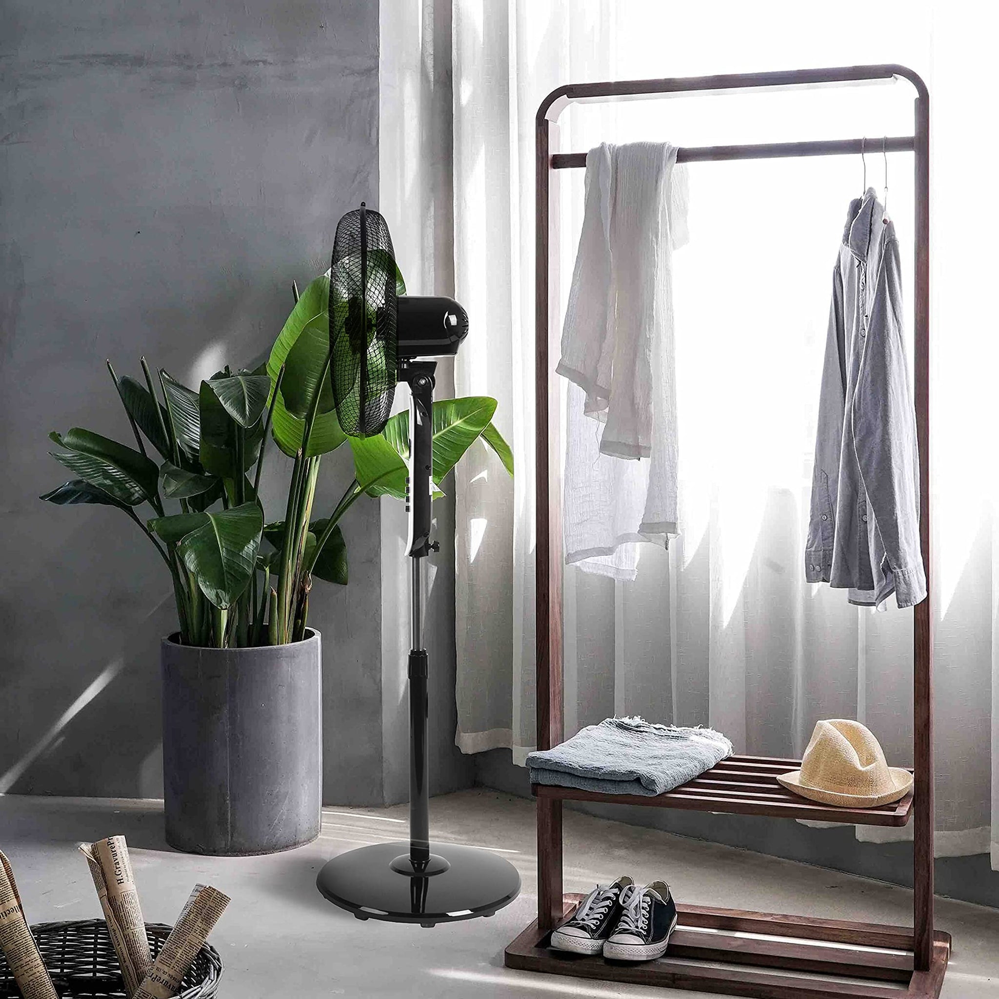 Duronic FN65 Wiatrak stojący wentylator z pilotem, moc 60 W programator pilot oscylacja ok. 90 stopni