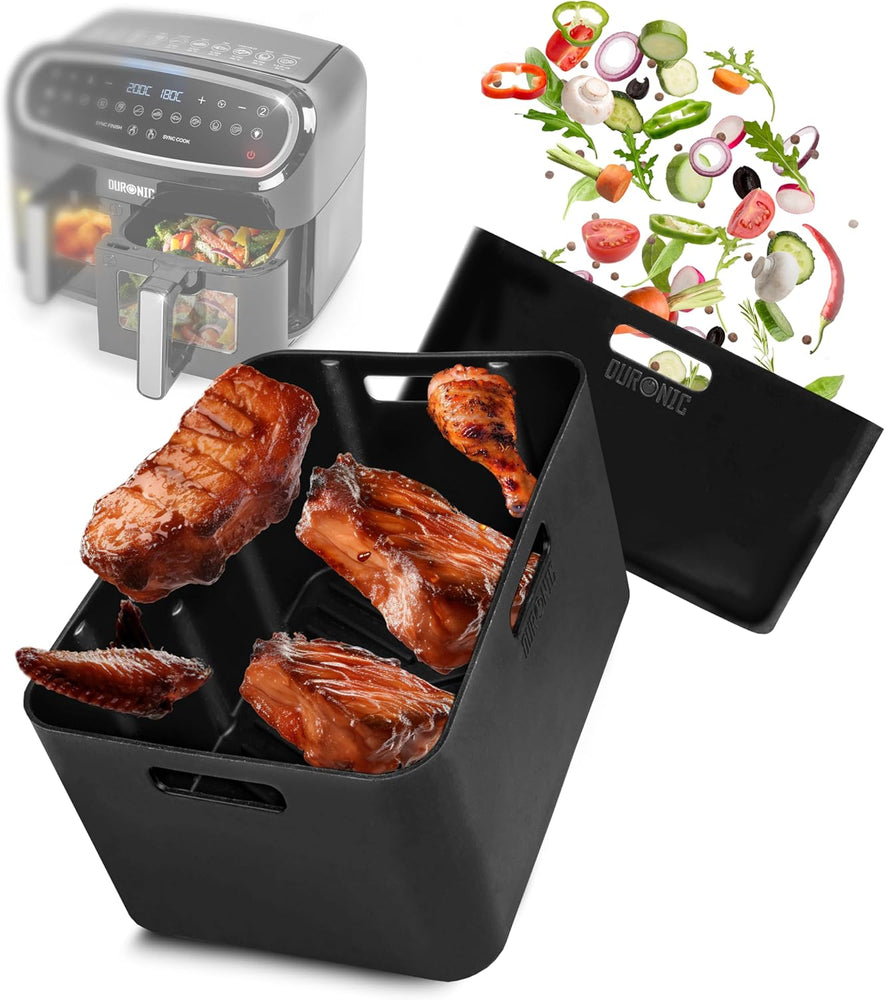 Duronic AFL2 Zestaw 2 Formek do Frytkownicy Beztłuszczowej Wielorazowa | Nieprzywierająca i wygodna do mycia | akcesoria do Air Fryer AF34, AF24 i Innych Modeli frytownic